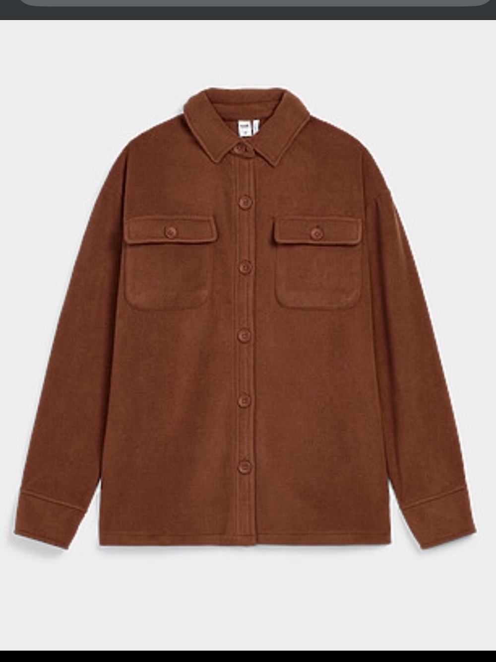 Brown Button-Front Overshirt Fleece Jacket